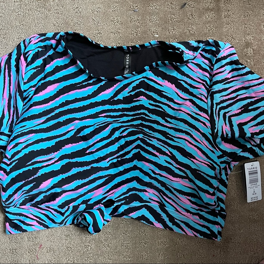 Blue and pink zebra print bikini